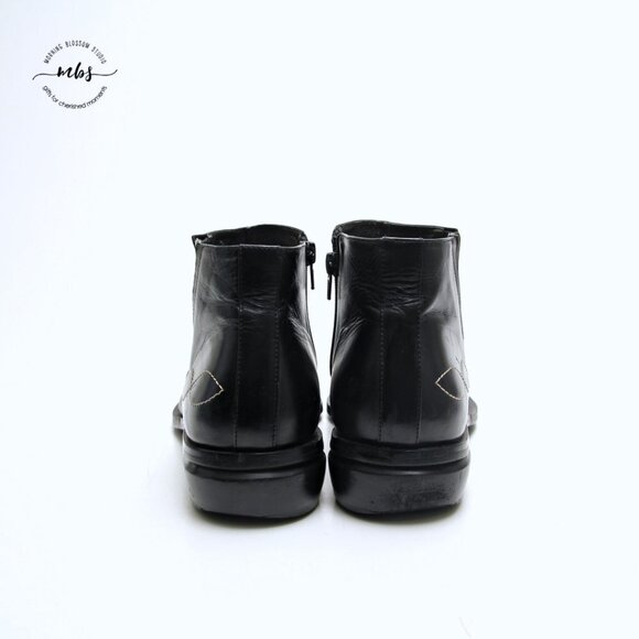 Juno Western Contrast‎ Stitch Croc Pointed Toe Side Zip Ankle Boots Black Men 9 main image 5